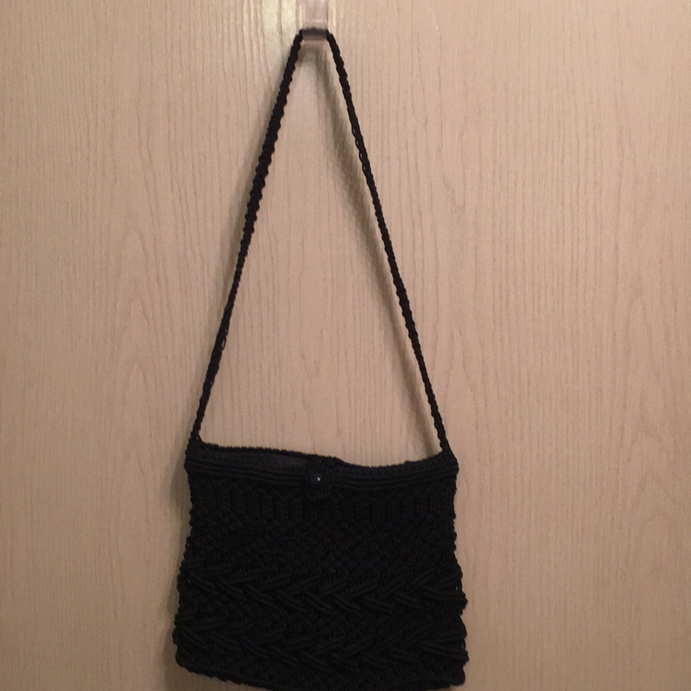 Navy Macrame Purse